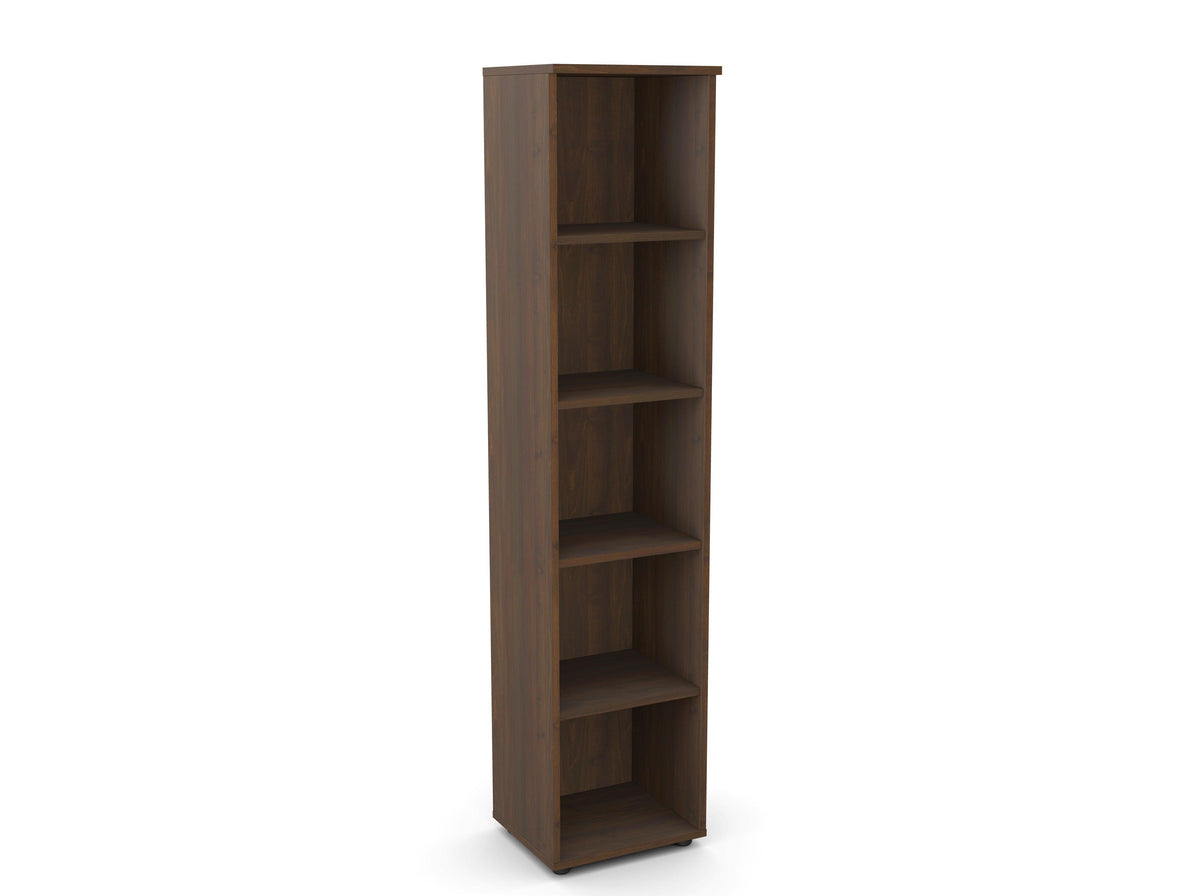 Bürooriiul Flexx, 5 riiulit, 1800 x 400 x 355 mm – Pähkel / Plastjalad