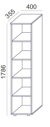 Bürooriiul Flexx, 5 riiulit, 1800 x 400 x 355 mm