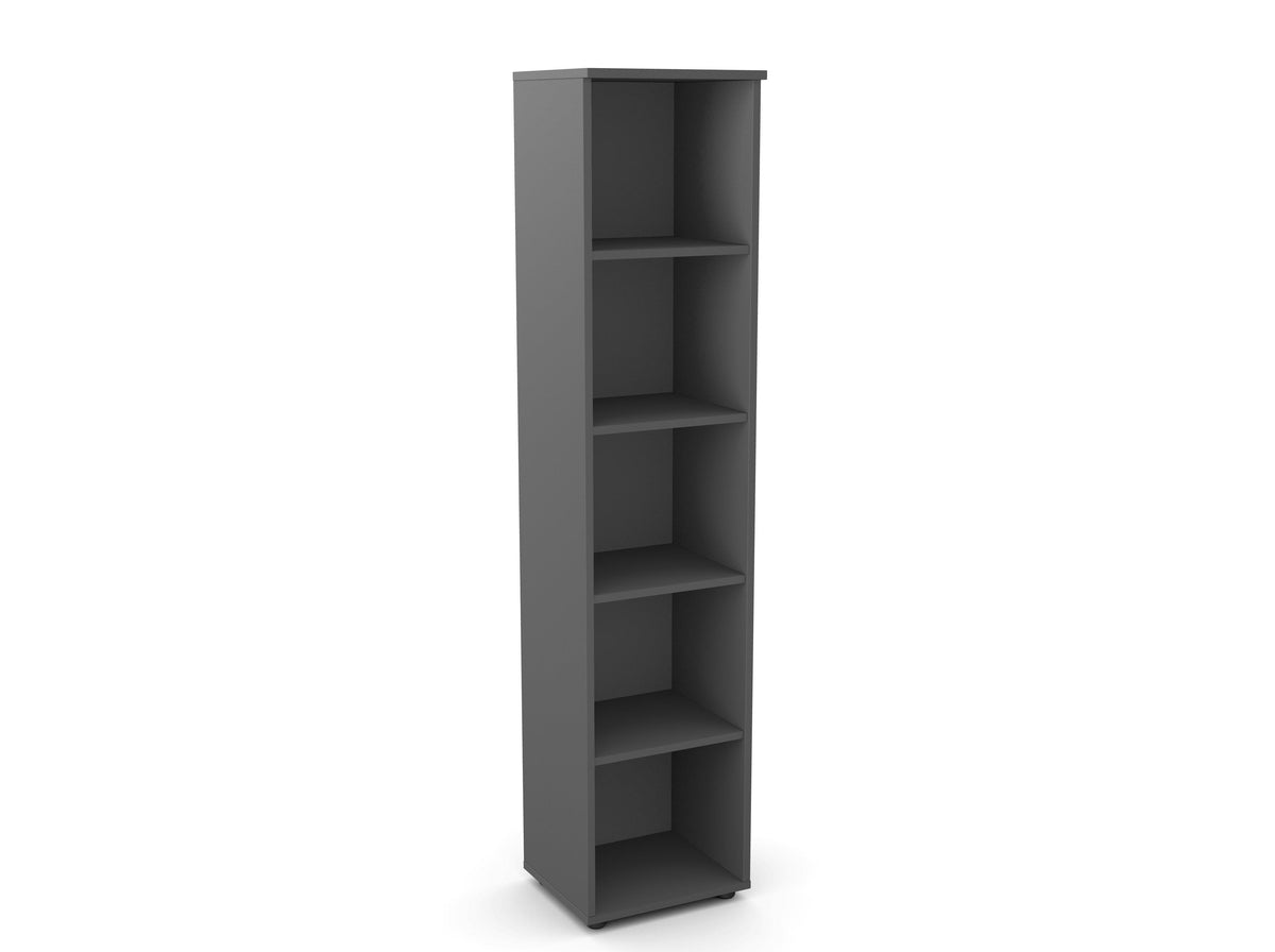Bürooriiul Flexx, 5 riiulit, 1800 x 400 x 355 mm – Grafiit / Plastjalad