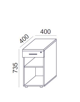 Kontoririiul Flexx lukustatava sahtliga, 735 x 400 x 400 mm