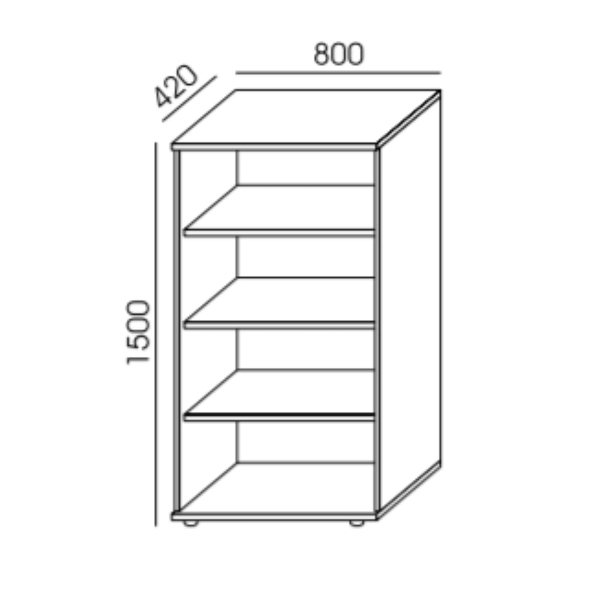 Kontoririiul NUWO, 4 riiulit, 1500x800x420 mm, konfigureeritav