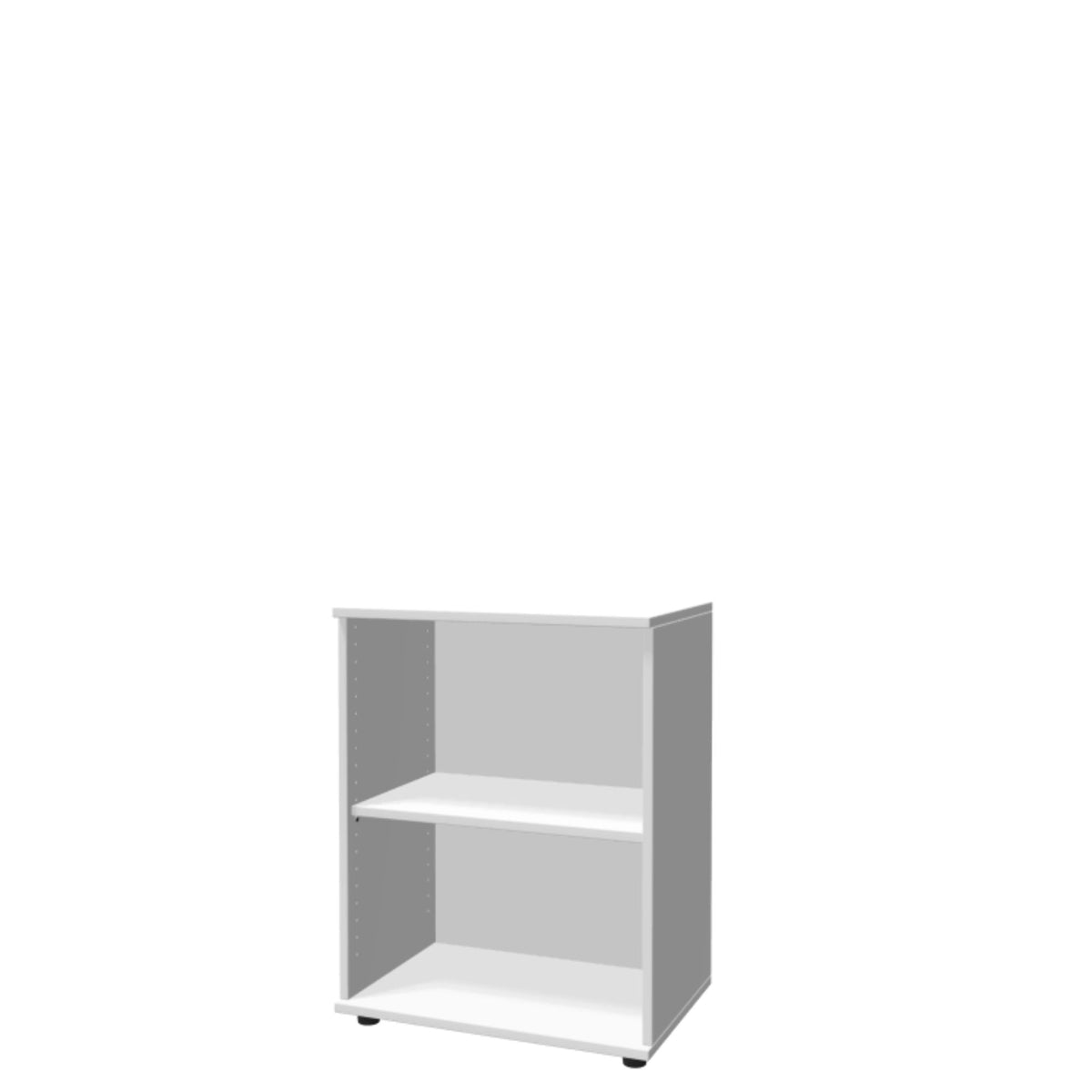 Kontoririiul THEO, 2 avatud riiuliga, 745 x 600 x 375 mm – valge