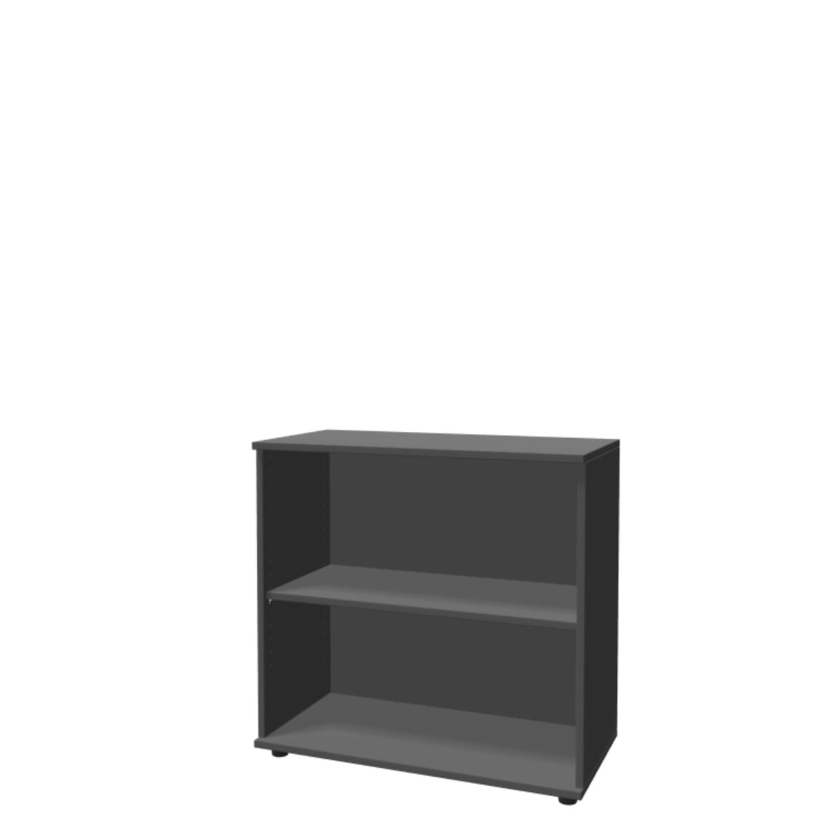 Kontoririiul THEO, 2 avatud riiuliga, 745 x 800 x 375 mm – antratsiit