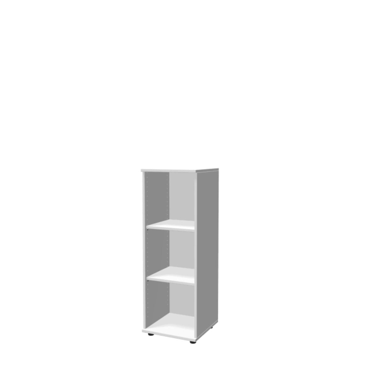 Kontoririiul THEO, 3 avatud riiuliga, 1100 x 400 x 375 mm – Valge