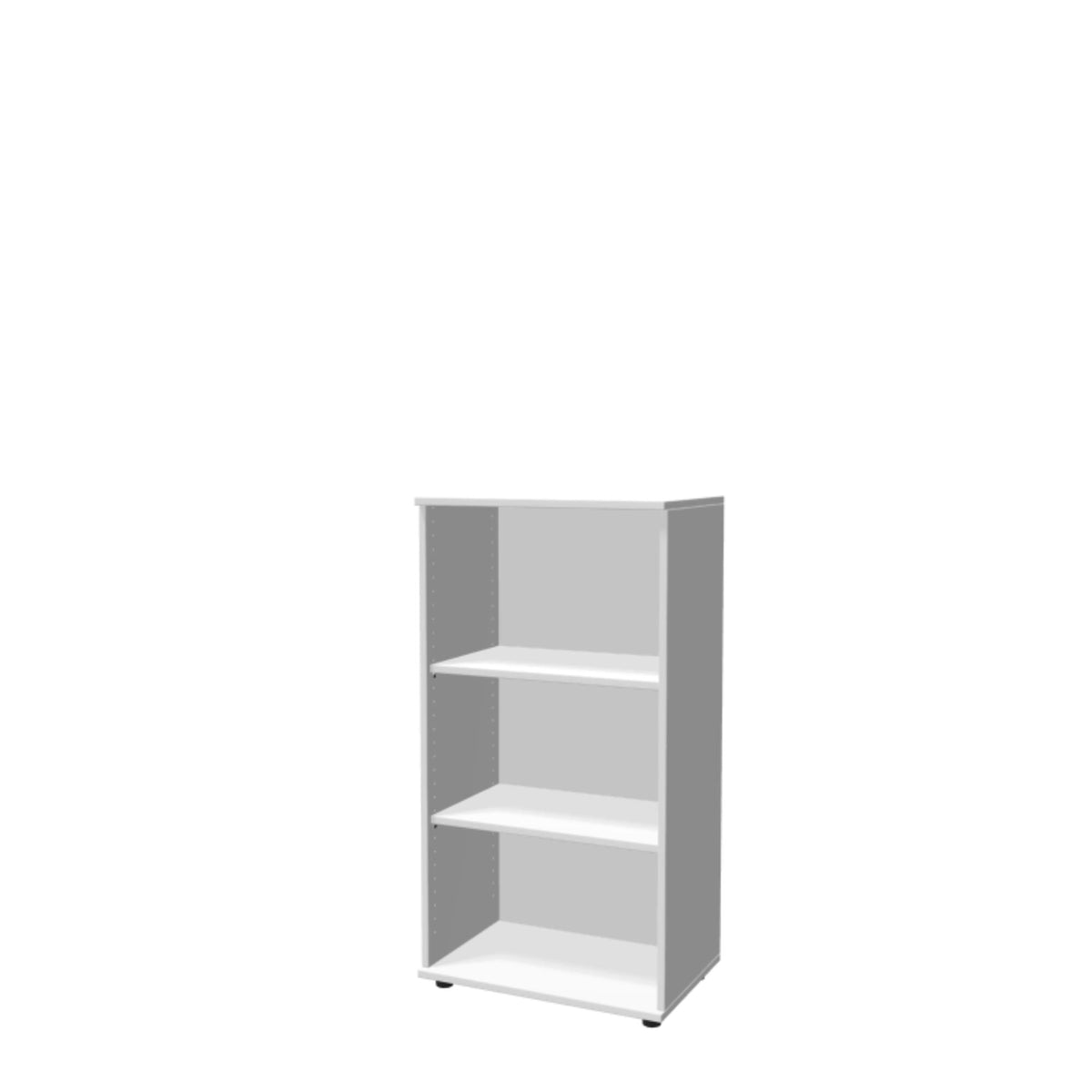 Kontoririiul THEO, 3 avatud riiuliga, 1100 x 600 x 375 mm – valge