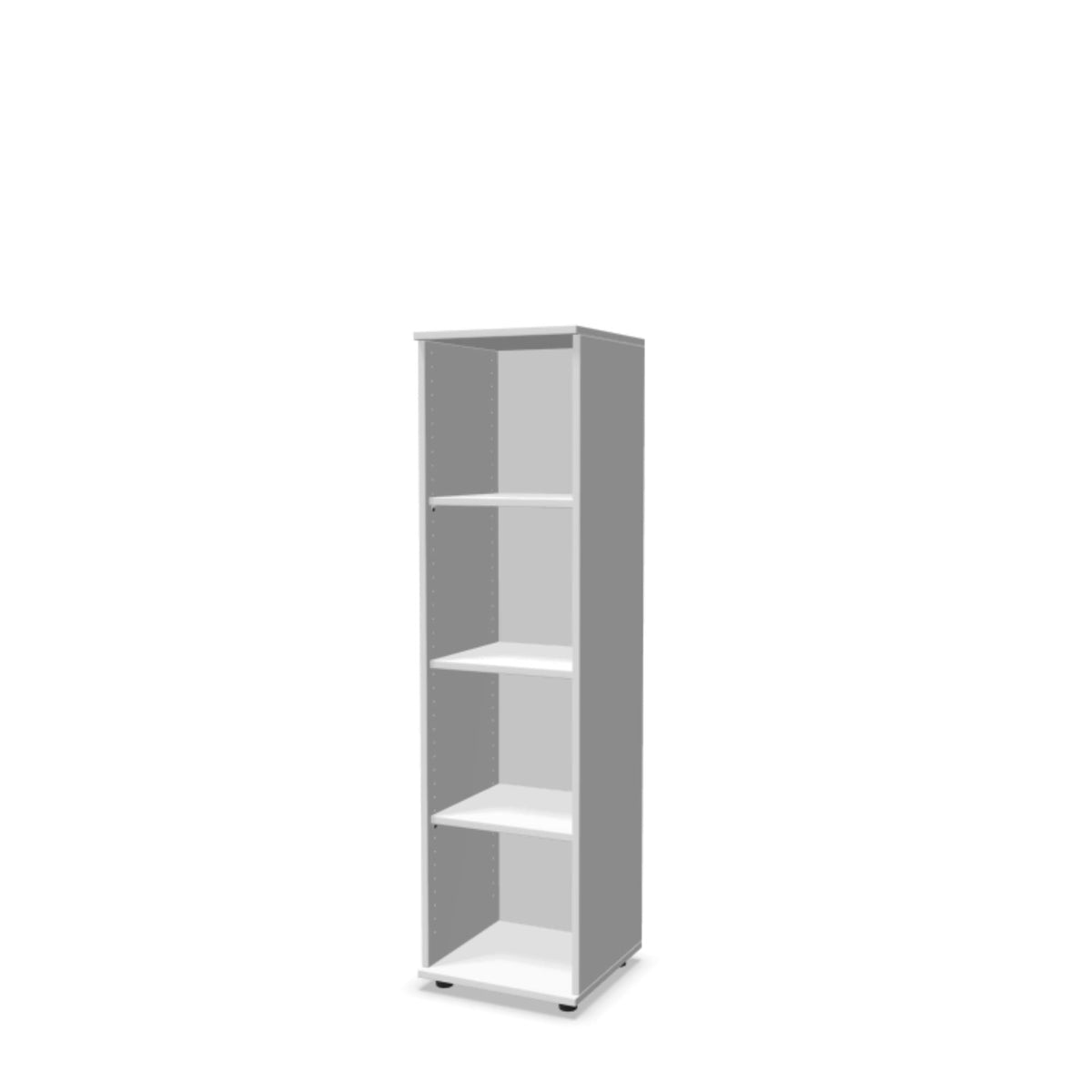 Kontoririiul THEO, 4 avatud riiuliga, 1450 x 400 x 375 mm – valge