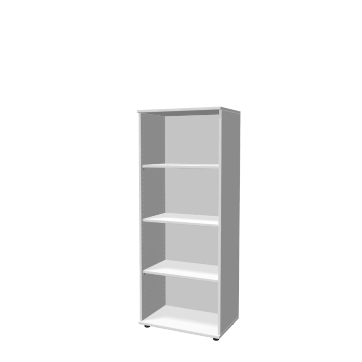 Kontoririiul THEO, 4 avatud riiuliga, 1450 x 600 x 375 mm – valge