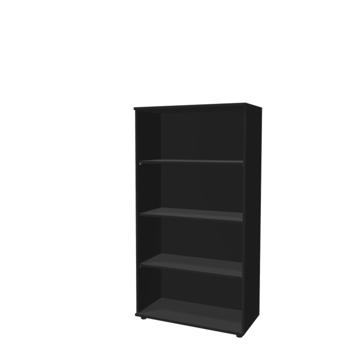 Kontoririiul THEO, 4 avatud riiuliga, 1450 x 800 x 375 mm – must