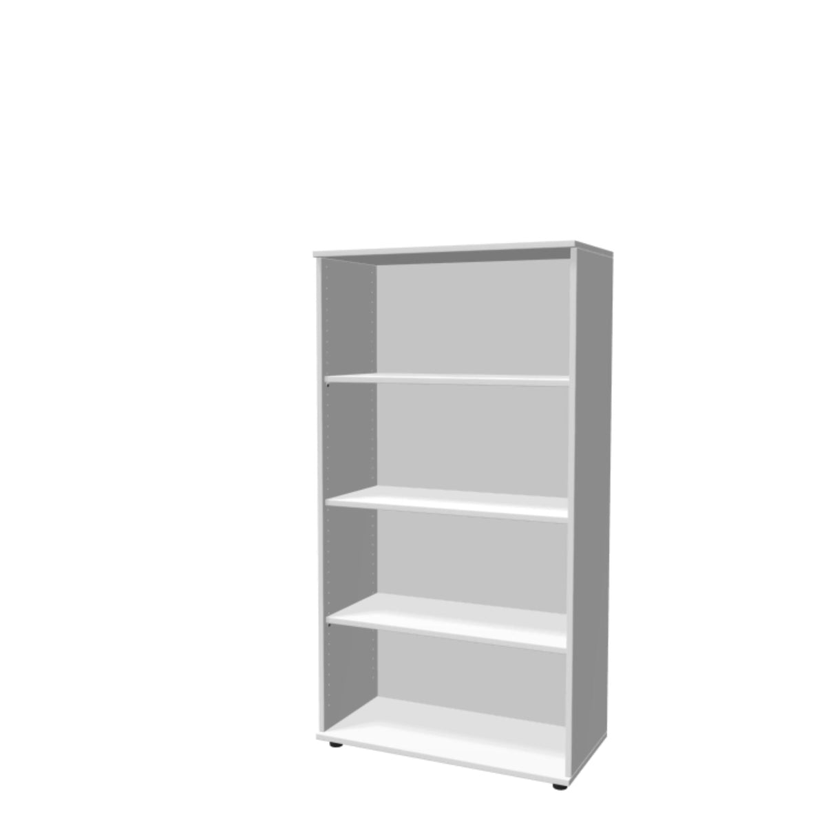 Kontoririiul THEO, 4 avatud riiuliga, 1450 x 800 x 375 mm – valge