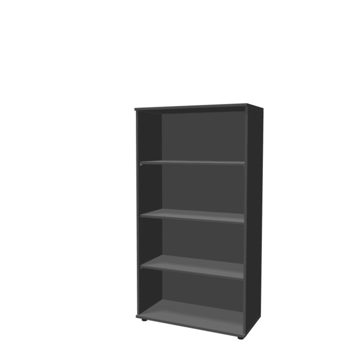 Kontoririiul THEO, 4 avatud riiuliga, 1450 x 800 x 375 mm – antratsiit