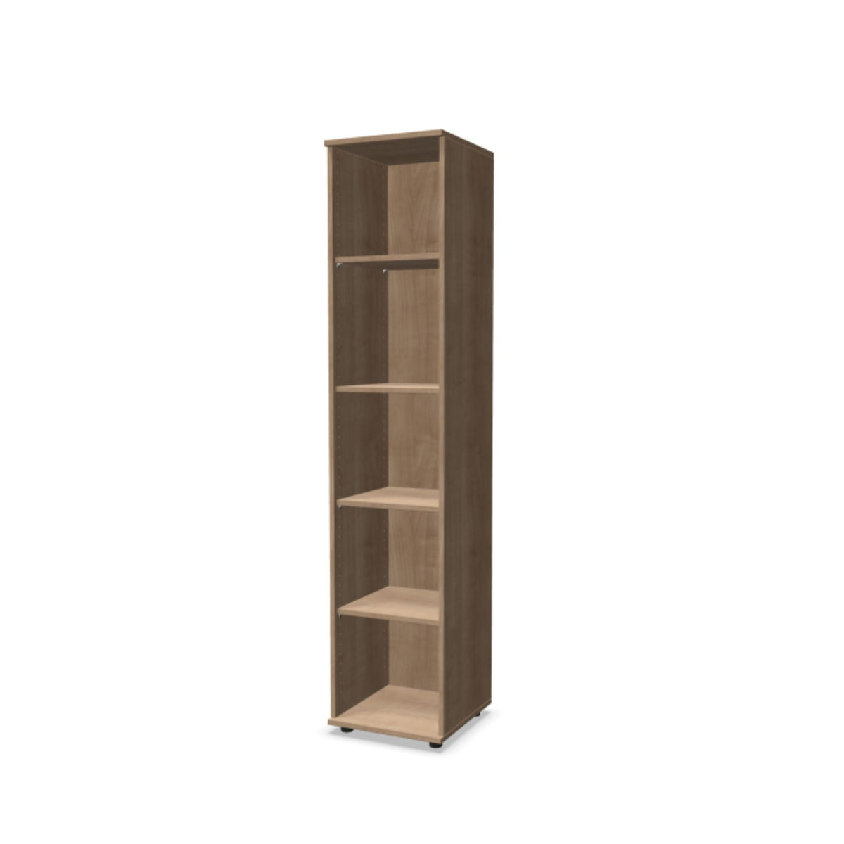 Kontoririiul THEO, 5 avatud riiuliga, 1800 x 400 x 375 mm – Ameerika tamm