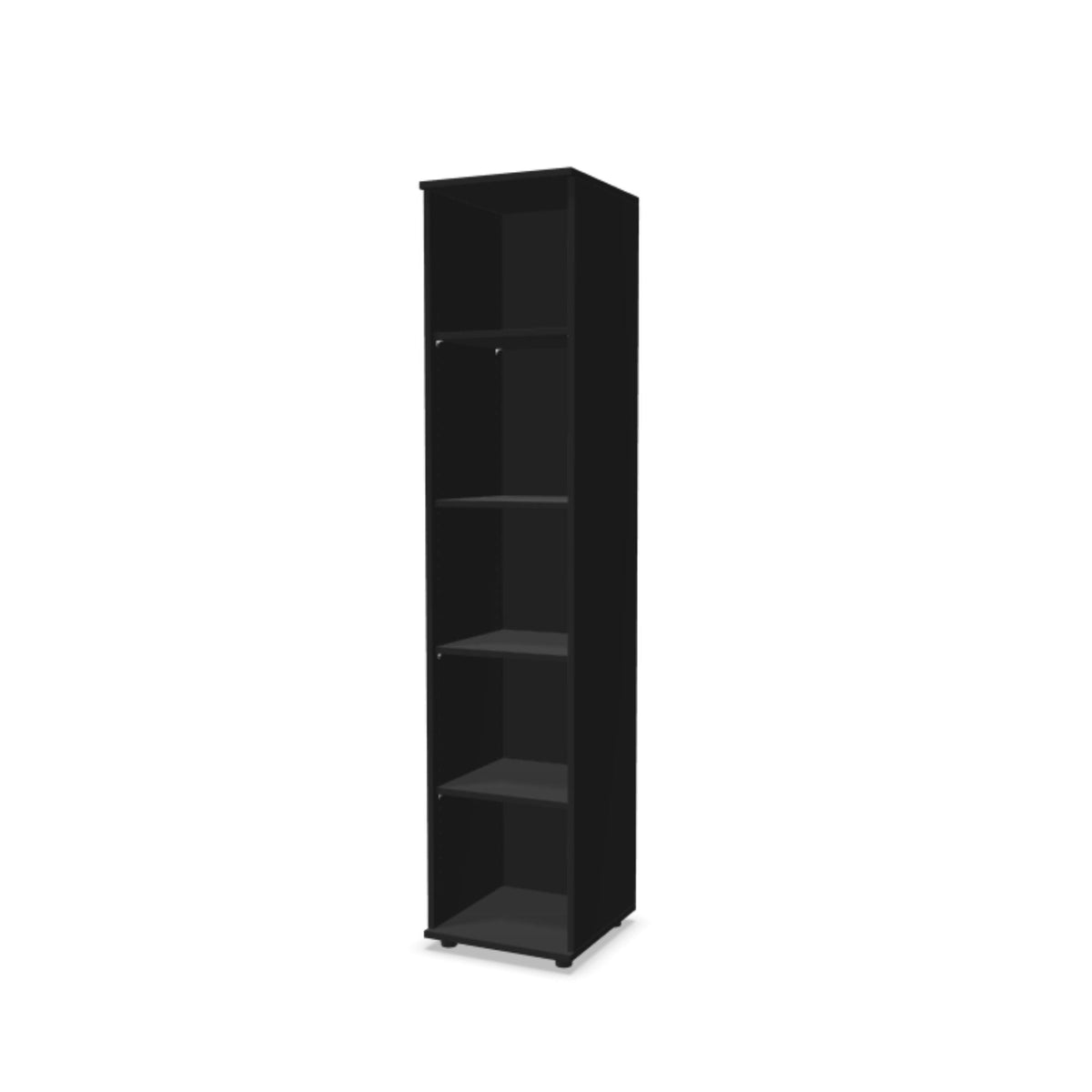 Kontoririiul THEO, 5 avatud riiuliga, 1800 x 400 x 375 mm – must