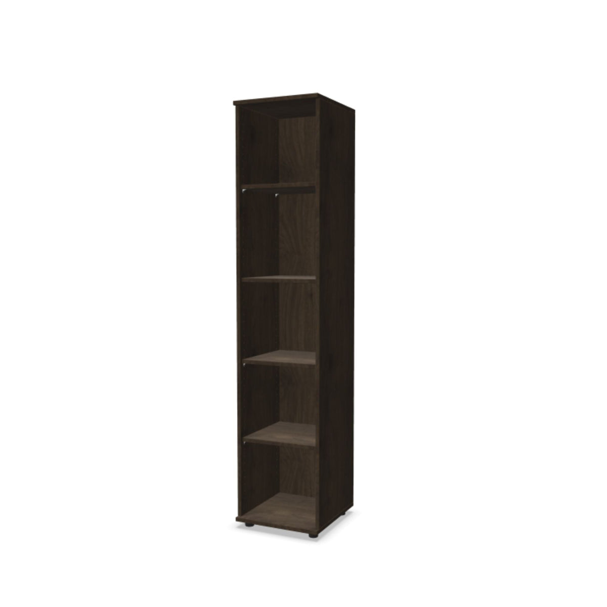 Kontoririiul THEO, 5 avatud riiuliga, 1800 x 400 x 375 mm – pähkel