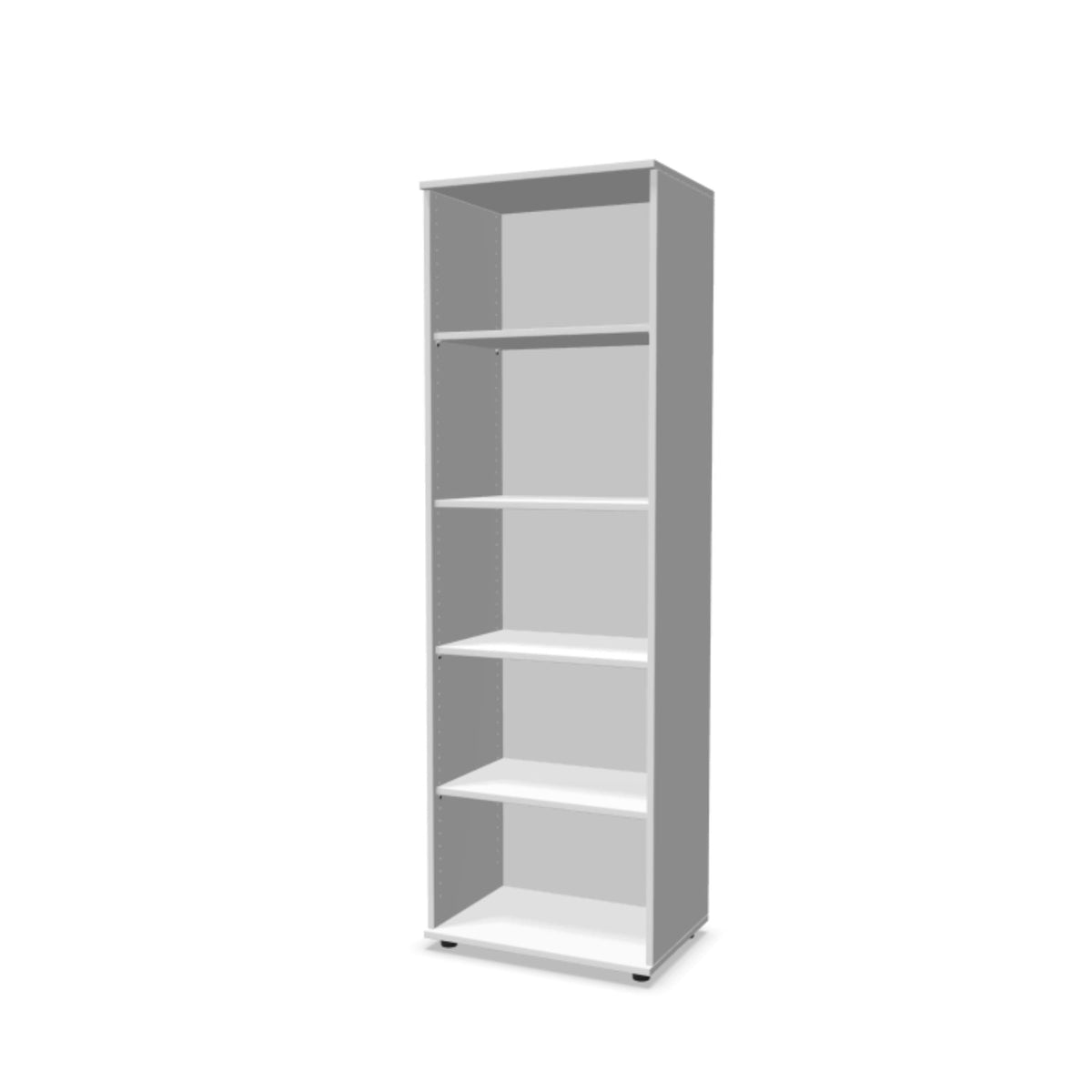 Bürooriiul THEO, 5 avatud riiuliga, 1800 x 600 x 375 mm – valge