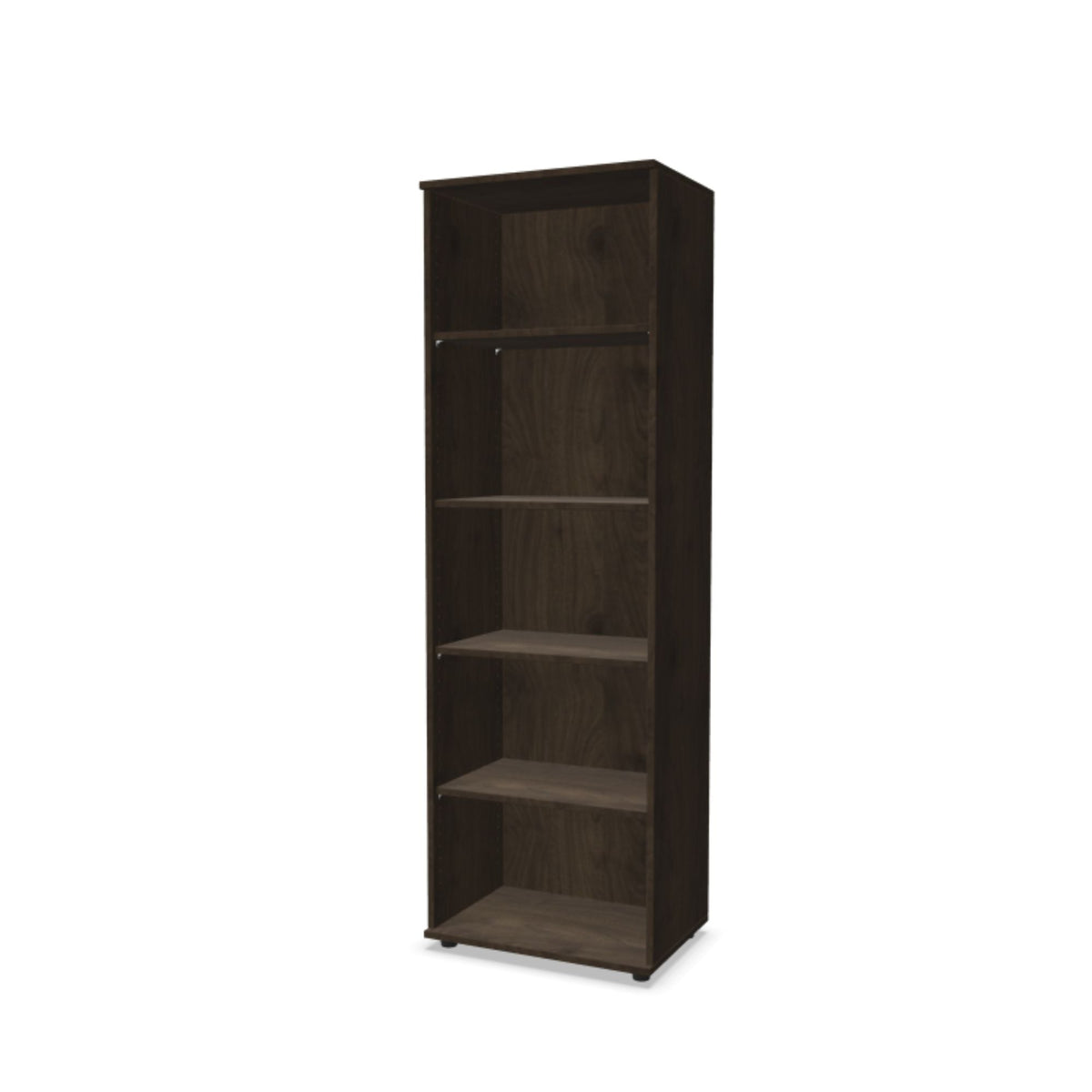 Bürooriiul THEO, 5 avatud riiuliga, 1800 x 600 x 375 mm – pähkel