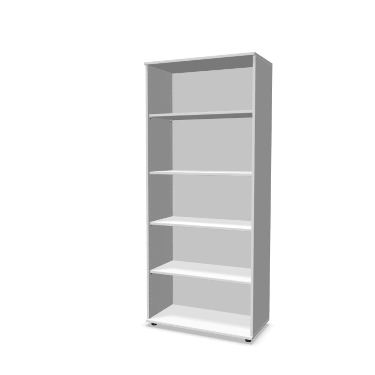 Kontoririiul THEO, 5 avatud riiuliga, 1800 x 800 x 375 mm – Valge