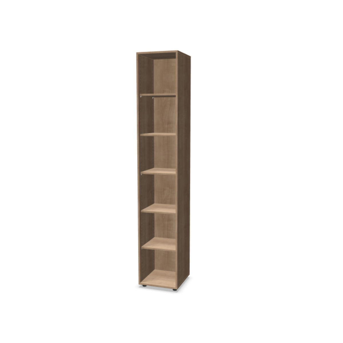 Bürooriiul THEO, 6 avatud riiuliga, 2150 x 400 x 375 mm – Ameerika tamm