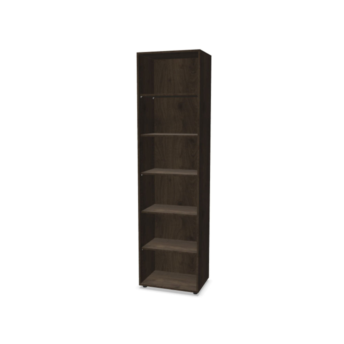 Kontoririiul THEO, 6 avatud riiuliga, 2150 x 600 x 375 mm – pähklipuu