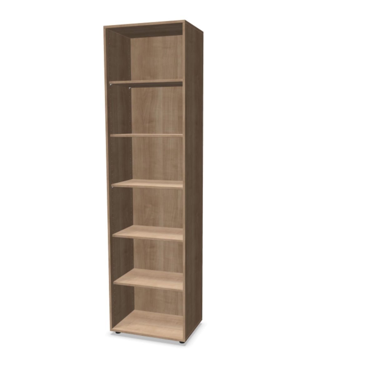 Kontoririiul THEO, 6 avatud riiuliga, 2150 x 600 x 375 mm – Ameerika tamm