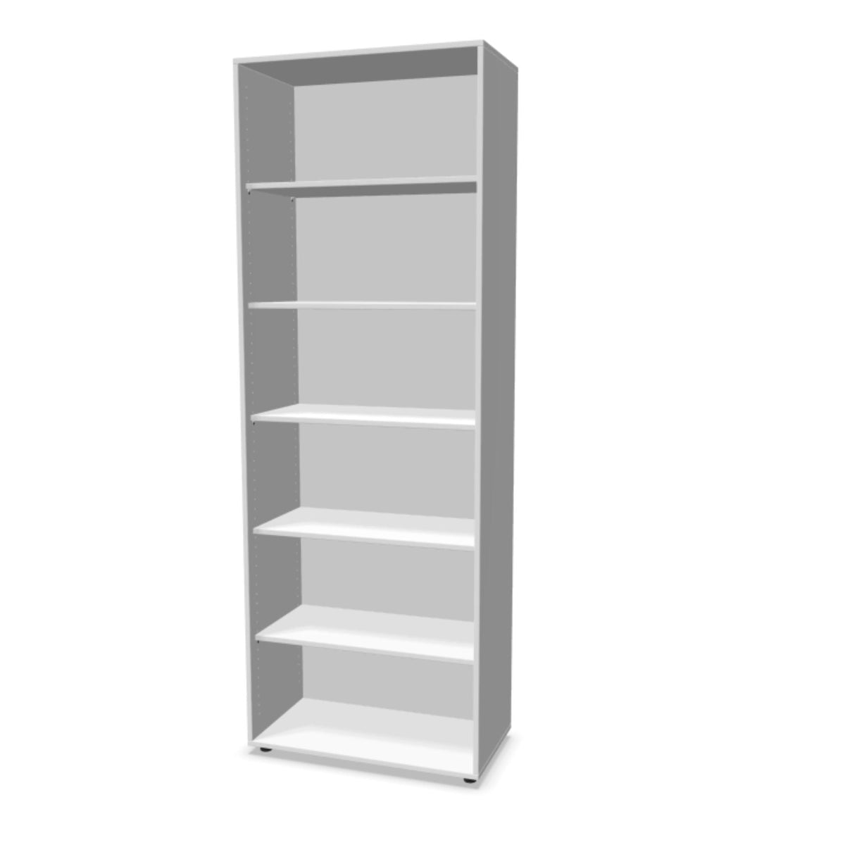 Kontoririiul THEO, 6 avatud riiuliga, 2150 x 800 x 375 mm – Valge