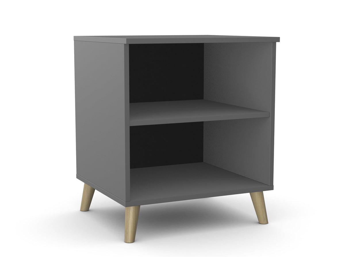Kontori printeririiul Flexx, 2 riiulit, 700 x 600 x 550 mm – Grafiit / Puitjalad