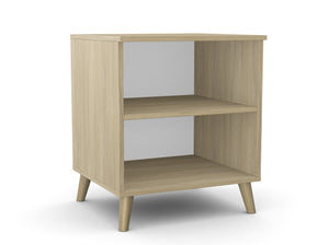 Kontori printeririiul Flexx, 2 riiulit, 700 x 600 x 550 mm – Merevaigutamm / Puitjalad