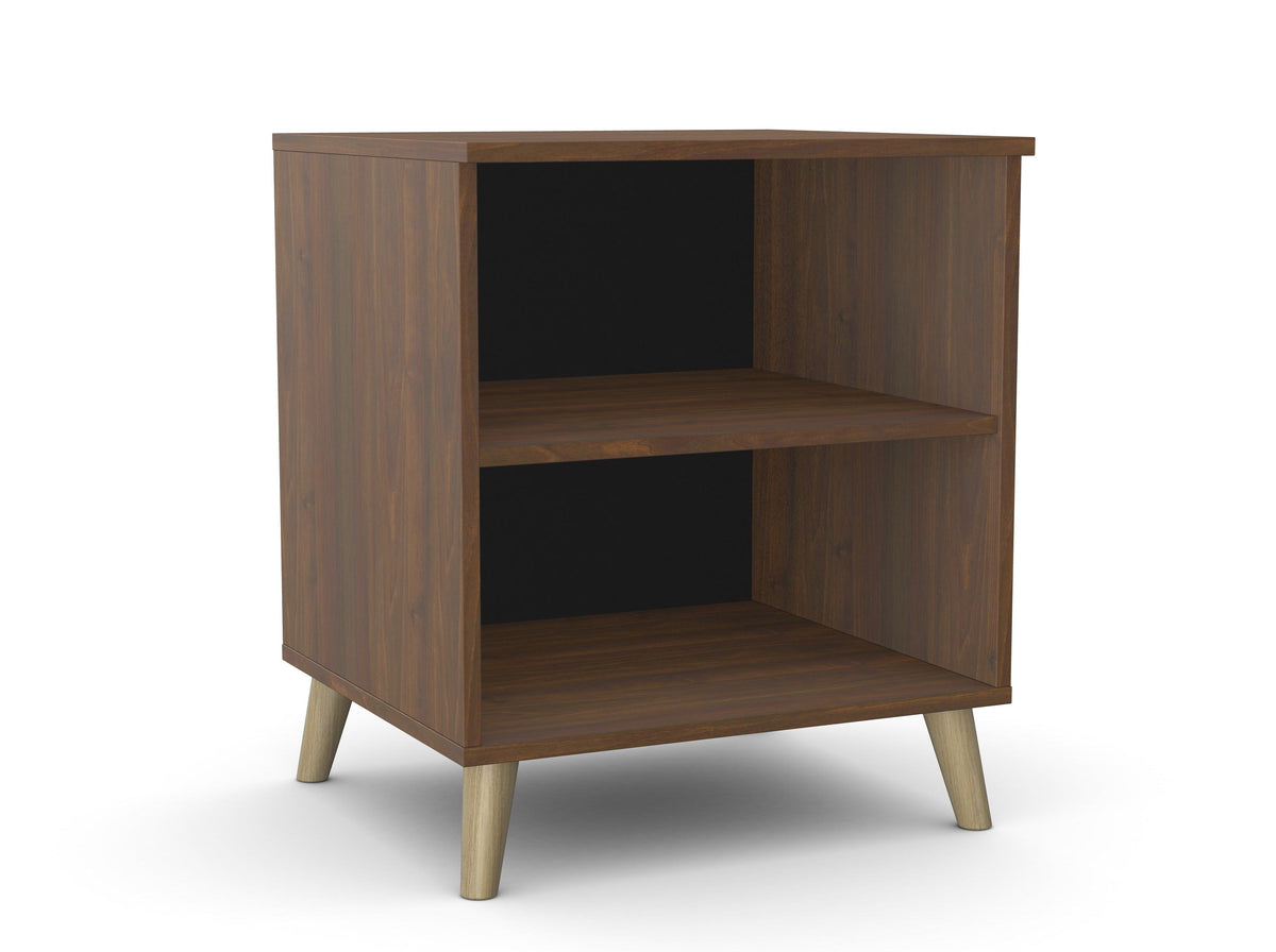 Kontori printeririiul Flexx, 2 riiulit, 700 x 600 x 550 mm – Pähkel / Puitjalad