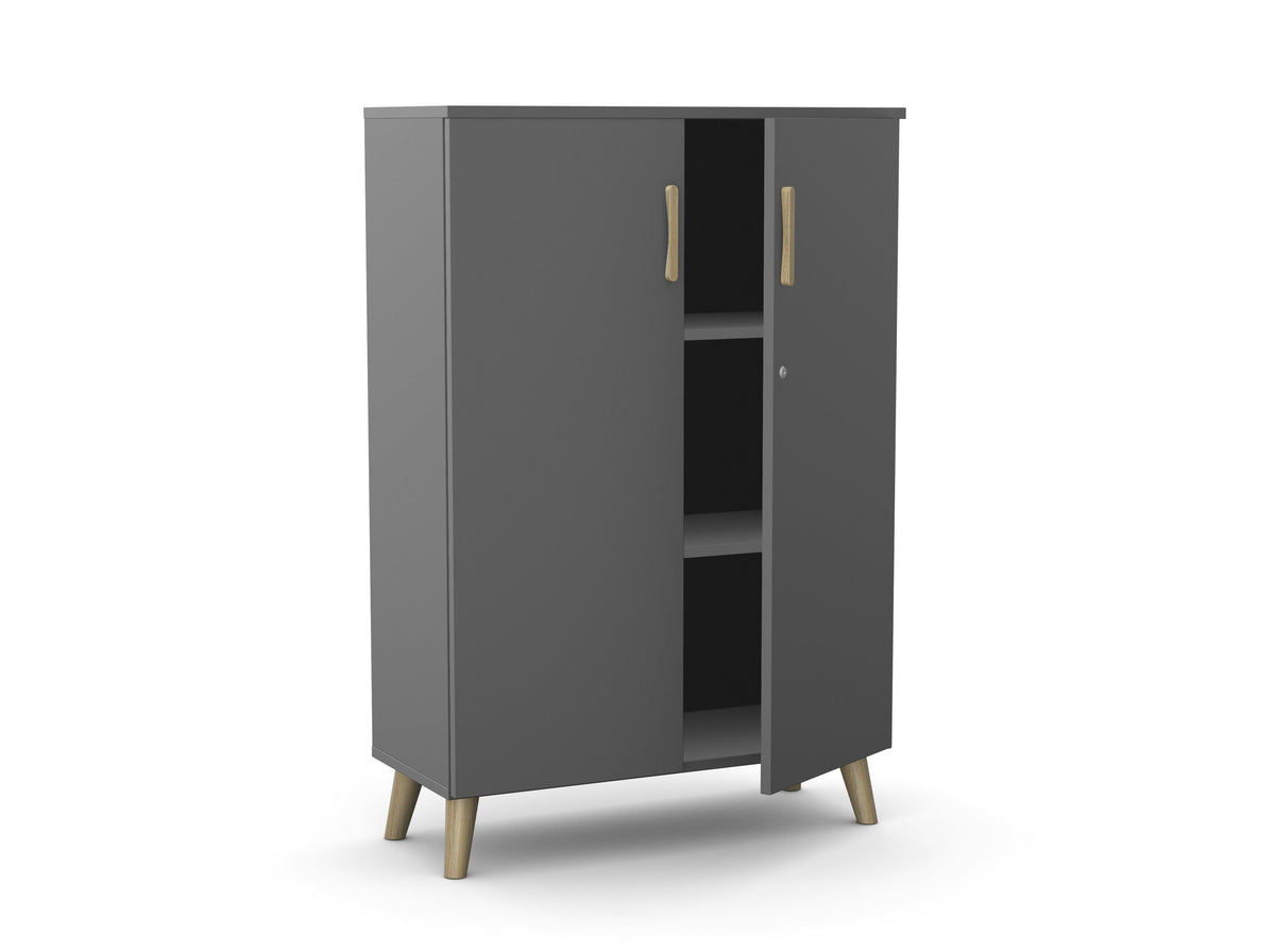 Bürookapp Flexx, 1190 x 800 x 355 mm – grafiit / puitjalad