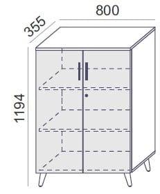 Bürookapp Flexx, 1190 x 800 x 355 mm