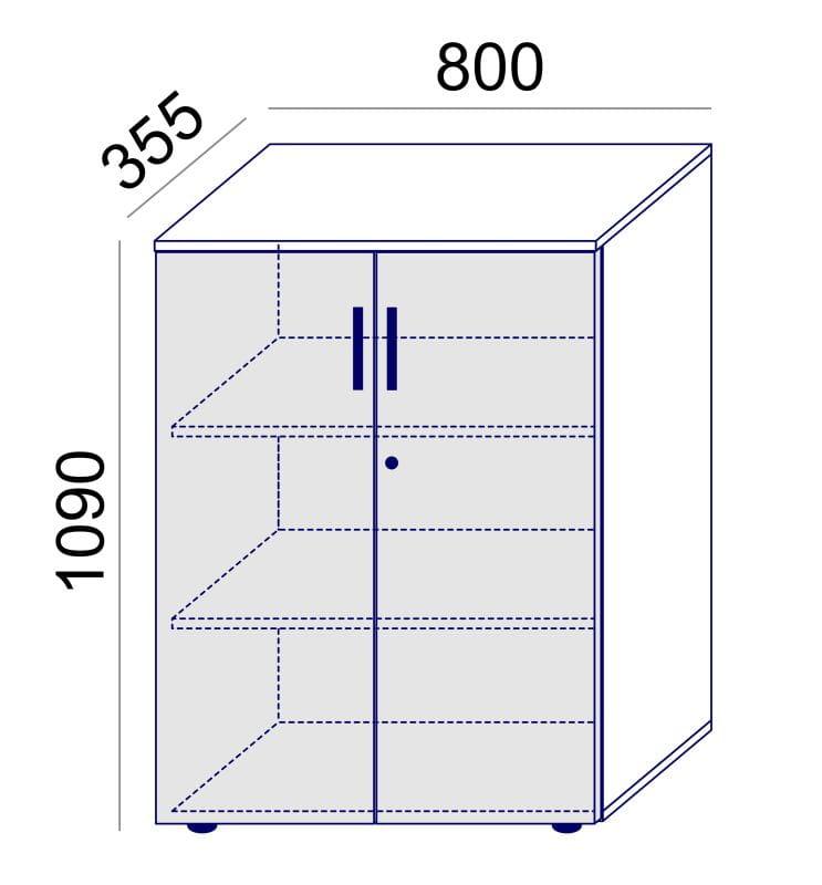 Bürookapp Flexx, 1190 x 800 x 355 mm