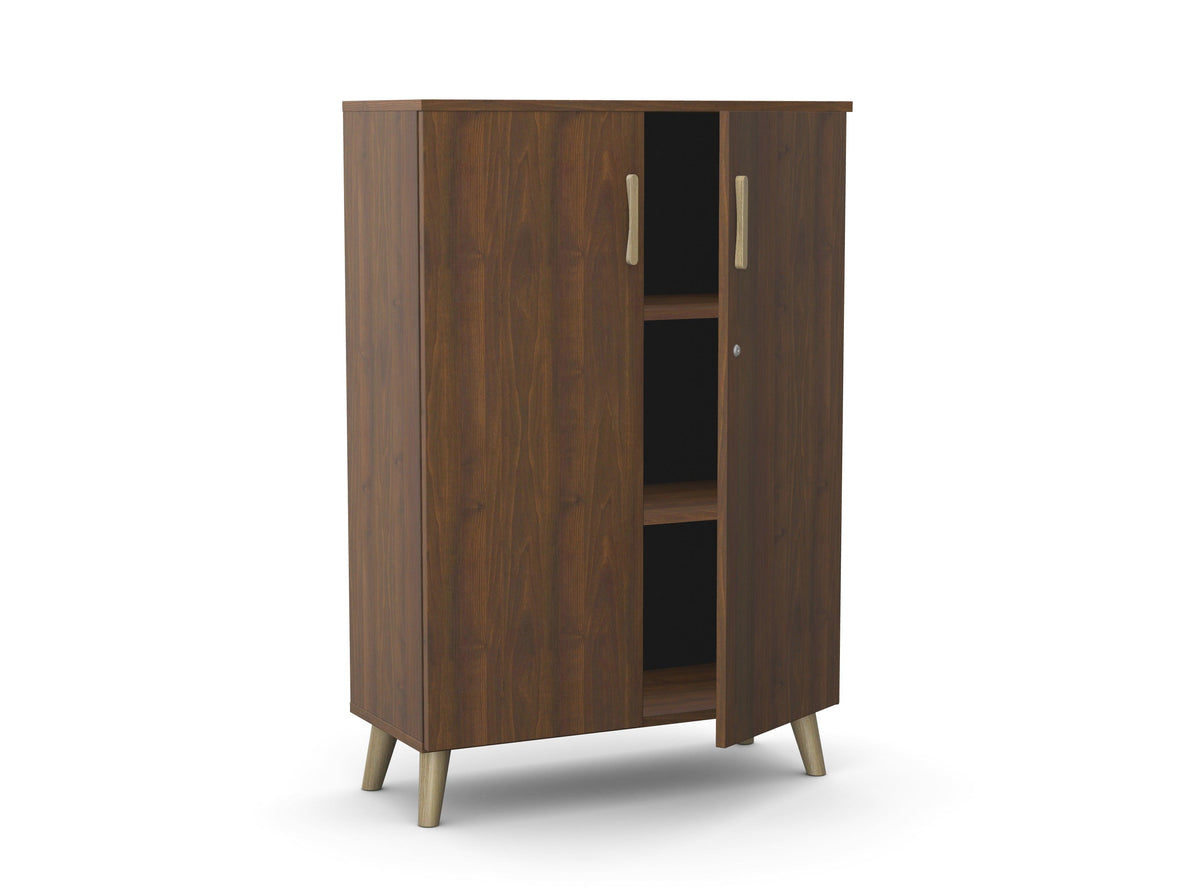 Bürookapp Flexx, 1190 x 800 x 355 mm – pähklipuu / puitjalad