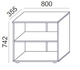 Kontorikapp Flexx, 2 riiuliga, 742 x 800 x 355 mm