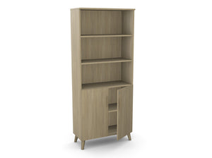 Kontorikapp Flexx, 3 avatud riiuliga, 1800 x 800 x 355 mm – Merevaigutamm / Puitjalad