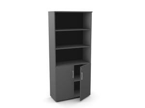 Kontorikapp Flexx, 3 avatud riiuliga, 1800 x 800 x 355 mm – Grafiit / Plastjalad