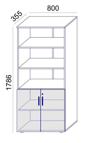 Kontorikapp Flexx, 3 avatud riiuliga, 1800 x 800 x 355 mm