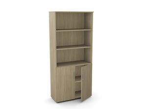 Kontorikapp Flexx, 3 avatud riiuliga, 1800 x 800 x 355 mm – Merevaigutamm / Plastjalad