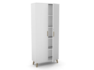 Kontorikapp Flexx, 5 riiuliga, 1800 x 800 x 355 mm – Valge / Puitjalad