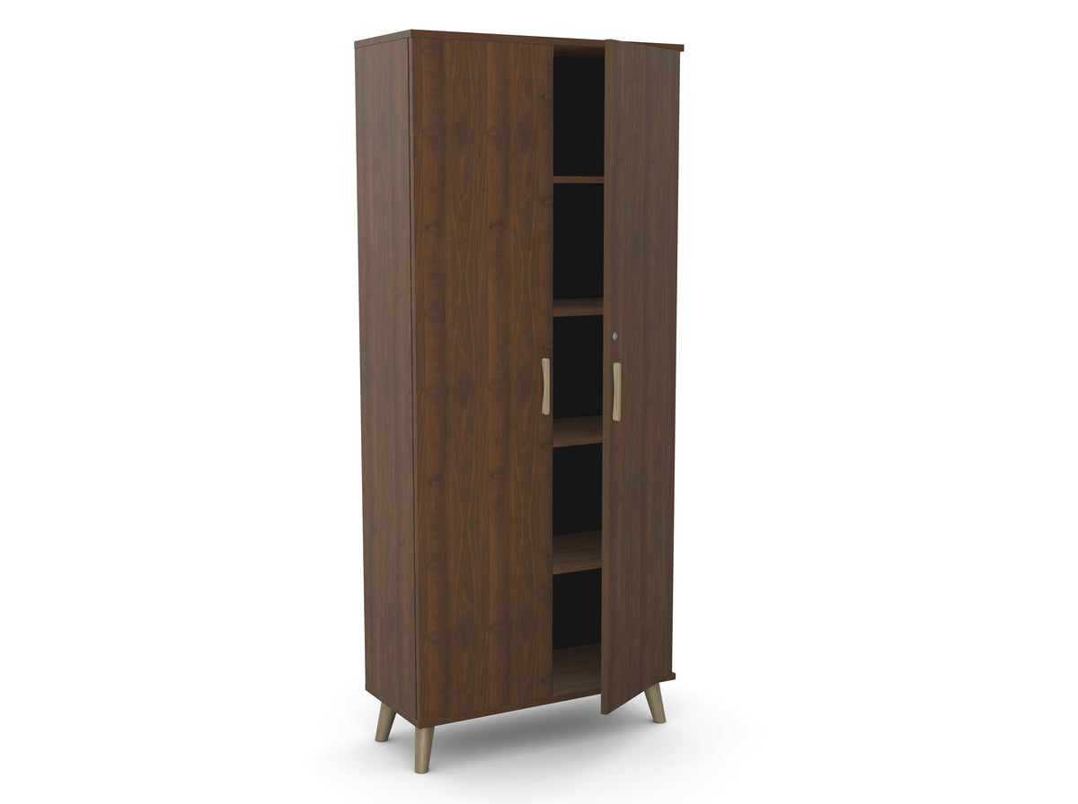Kontorikapp Flexx, 5 riiuliga, 1800 x 800 x 355 mm – Pähklipuit / Puitjalad
