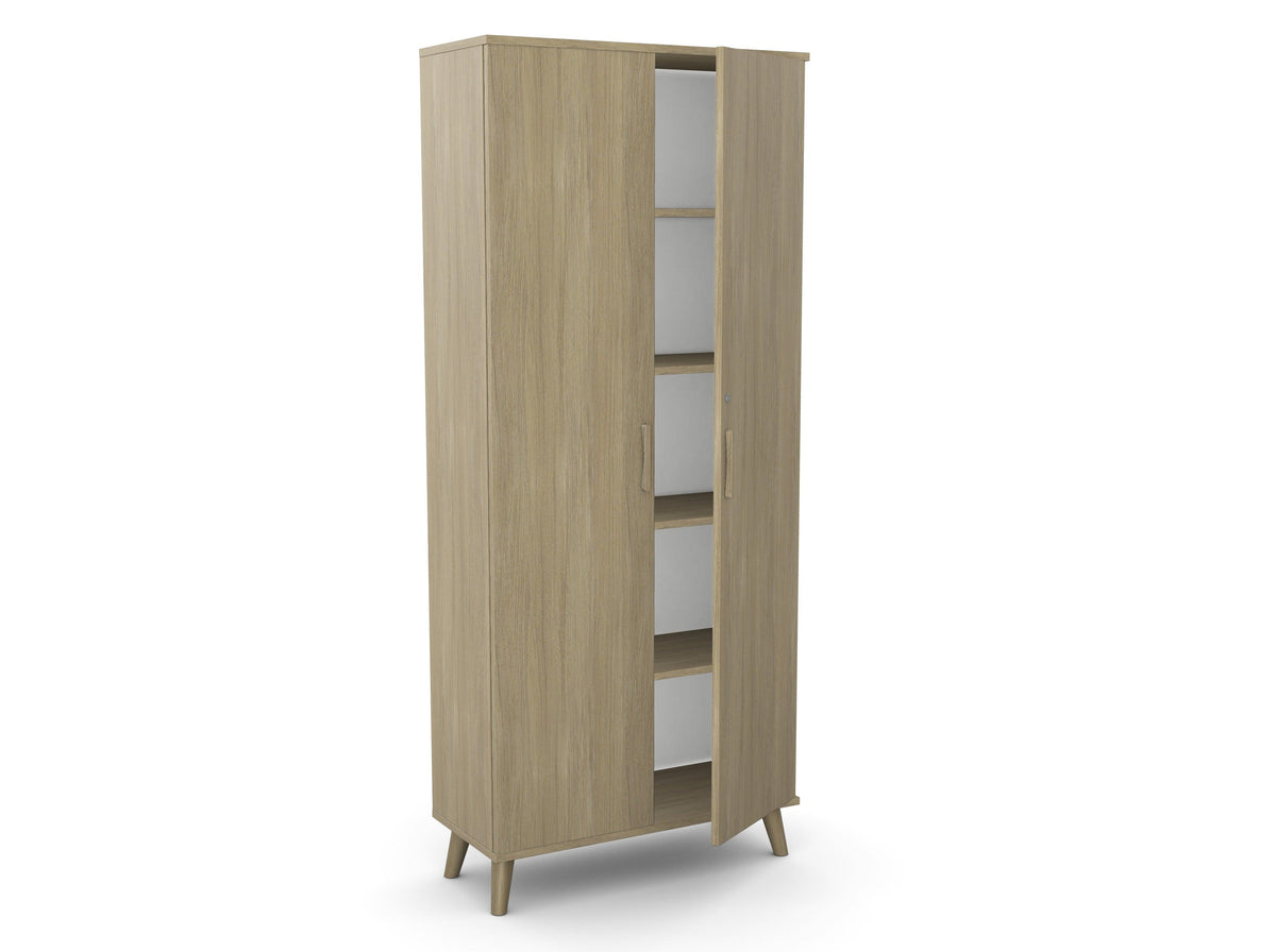 Kontorikapp Flexx, 5 riiuliga, 1800 x 800 x 355 mm – Merevaigutamm / Puitjalad