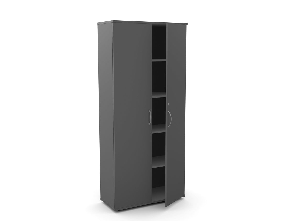 Kontorikapp Flexx, 5 riiuliga, 1800 x 800 x 355 mm – Grafiit / Plastjalad