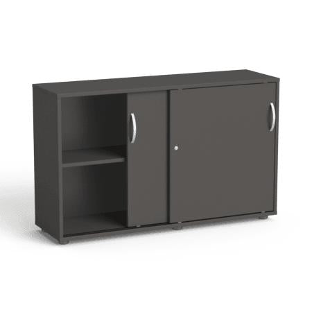 Flexx kontorikapp lükanduste ja 2 riiuliga, 742 x 1200 x 355 mm – grafiit / grafiit