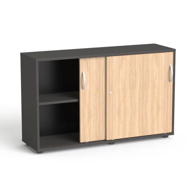 Flexx kontorikapp lükanduste ja 2 riiuliga, 742 x 1200 x 355 mm – grafiit / merevaigutamm