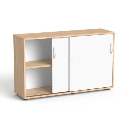 Flexx kontorikapp lükanduste ja 2 riiuliga, 742 x 1200 x 355 mm – merevaigutamm / valge