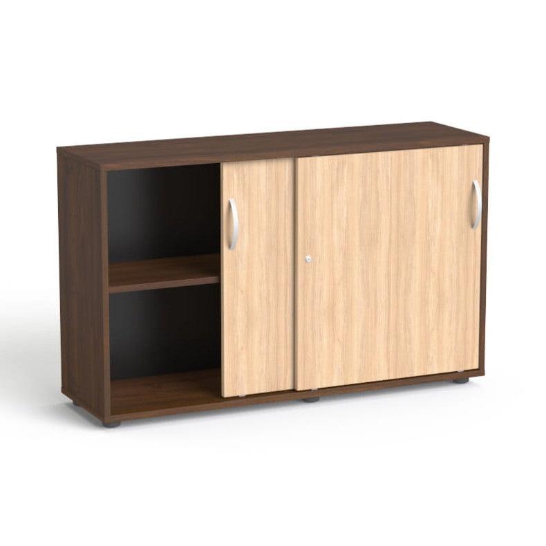Flexx kontorikapp lükanduste ja 2 riiuliga, 742 x 1200 x 355 mm – pähkel / merevaigutamm