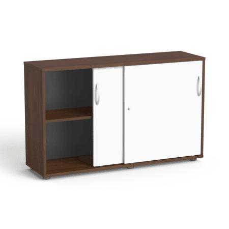 Flexx kontorikapp lükanduste ja 2 riiuliga, 742 x 1200 x 355 mm – pähkel / valge