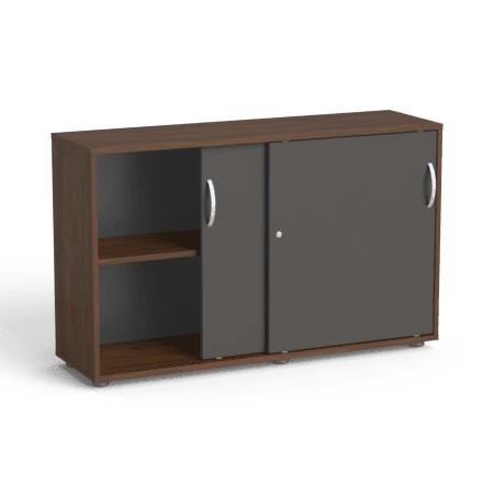 Flexx kontorikapp lükanduste ja 2 riiuliga, 742 x 1200 x 355 mm – pähkel / grafiit