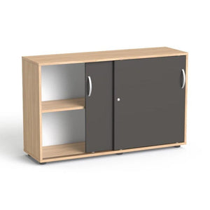 Flexx kontorikapp lükanduste ja 2 riiuliga, 742 x 1200 x 355 mm – merevaigutamm / grafiit