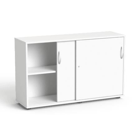 Flexx kontorikapp lükanduste ja 2 riiuliga, 742 x 1200 x 355 mm – valge / valge