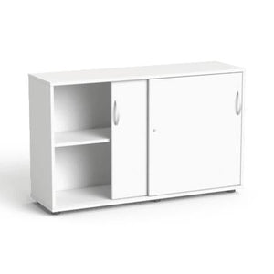 Flexx kontorikapp lükanduste ja 2 riiuliga, 742 x 1200 x 355 mm – valge / valge