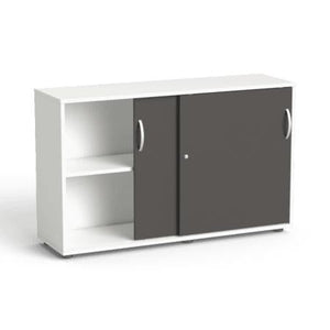 Flexx kontorikapp lükanduste ja 2 riiuliga, 742 x 1200 x 355 mm – valge / grafiit